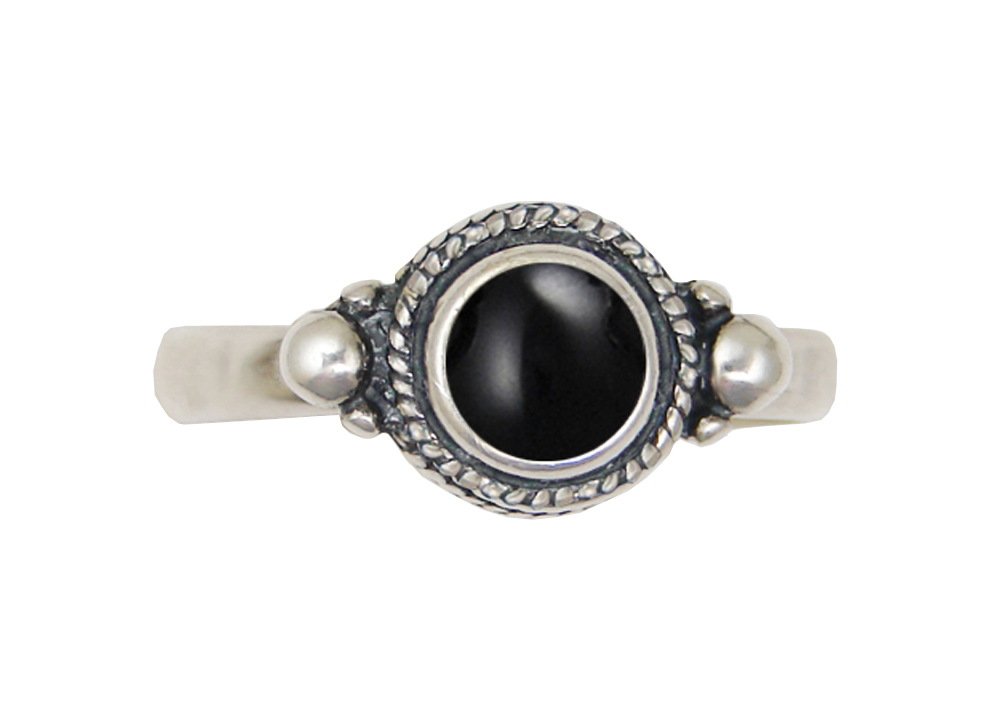 Sterling Silver Ring With Black Onyx Size 7